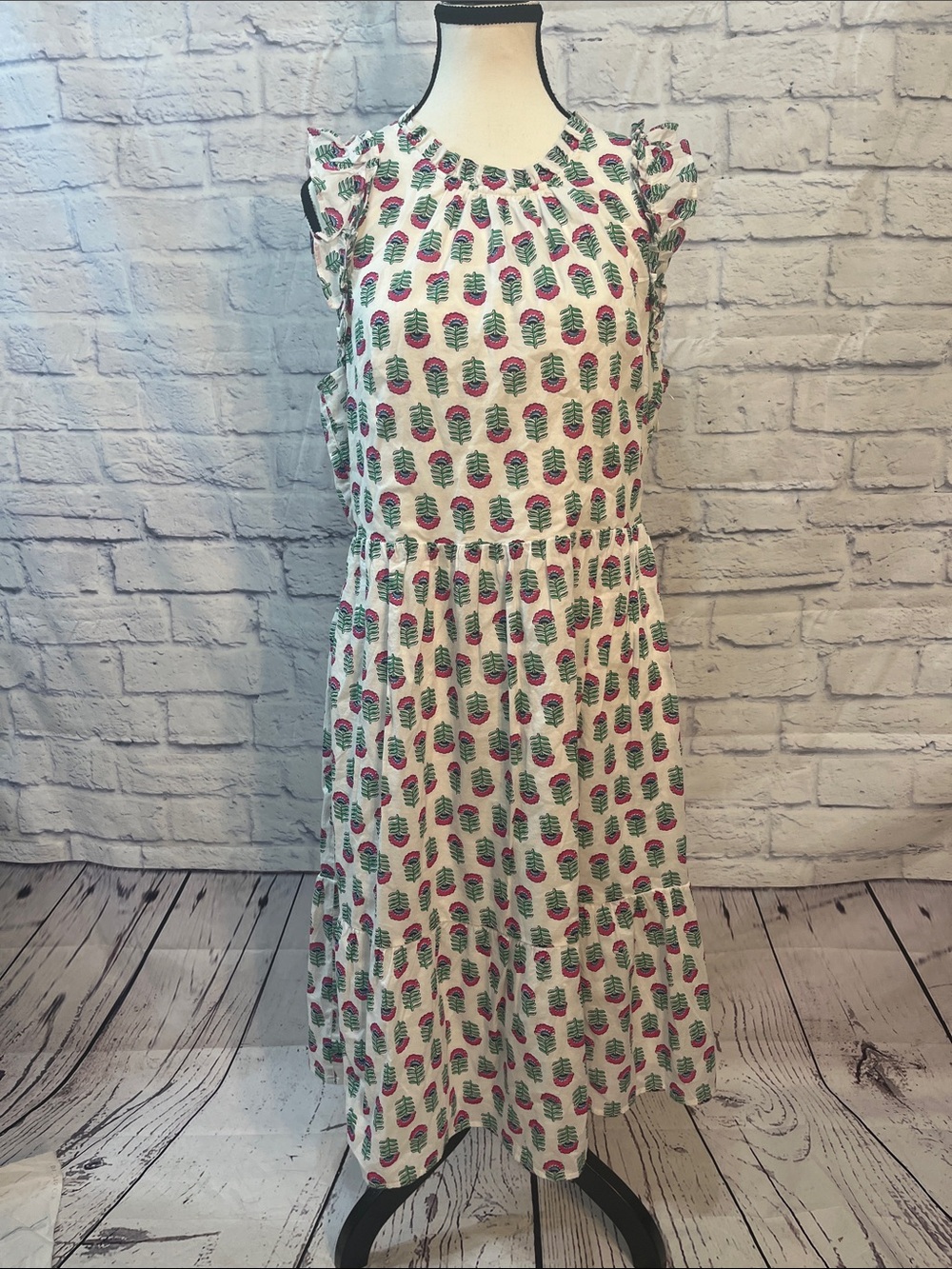 J Crew Factory Floral Dress Mini Ruffle Sleeves Pockets Size 12 #CA214